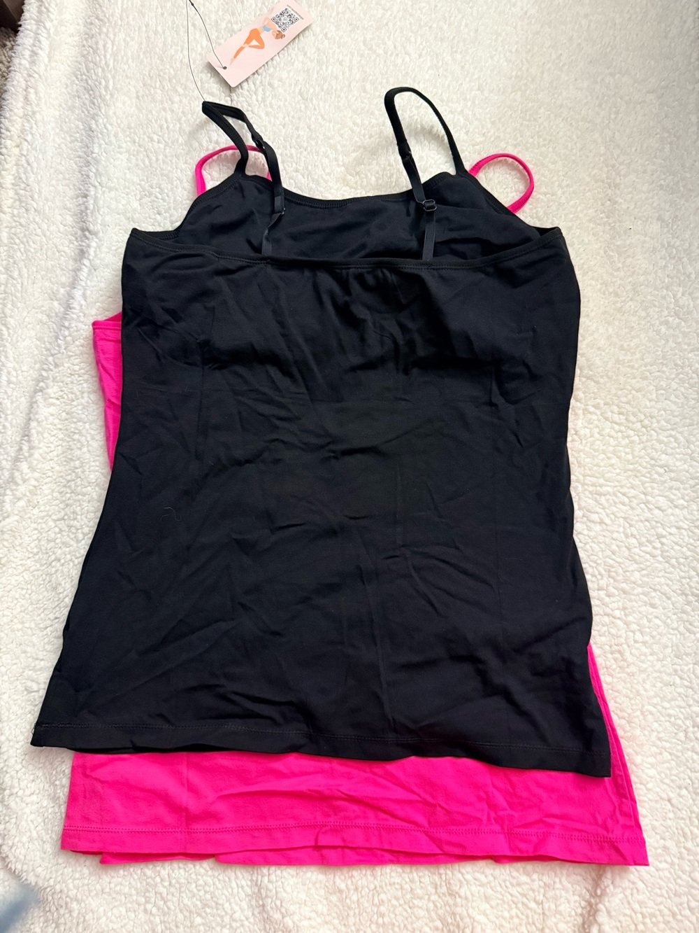 Women's Double Pack Camisole Tank Top - Hot Pink & Black. Size medium - Picture 3 of 6